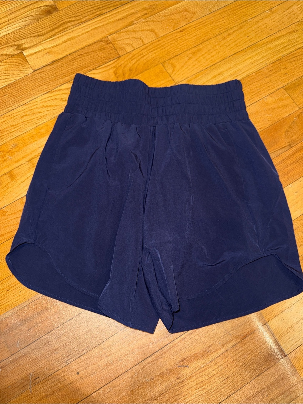 HALARA Navy High-Rise Smocked Waist Athletic Shorts